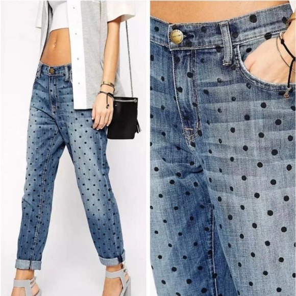 Current/Elliott The Fling Polka Dot Granola Boyfriend Coastal Jea… - Picture 1 of 8